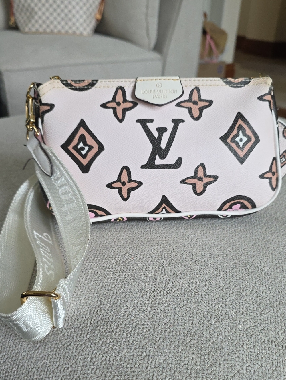 L.v Inspired Pink and Black Monogram Crossbody Bag